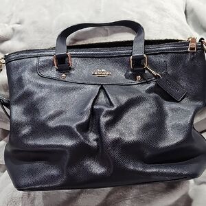 Coach Dark Blue Leather Tote Bag